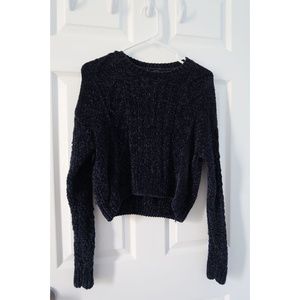 L.A. Hearts Dark Blue Chenille Cropped Sweater